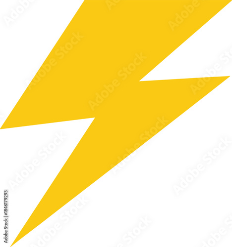 Minimal lightning bolt icon, yellow electric power symbol, flat vector illustration for energy, electricity, warning