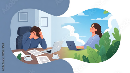 Finding Harmony Comparing the Stress of Traditional Office Work with the Serenity and Flexibility of Outdoor Remote Employment