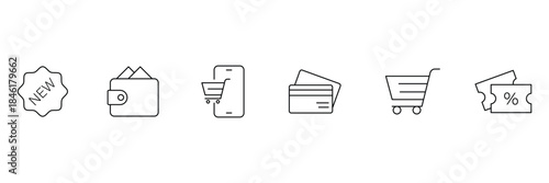 Shopping  line icon set. Online shopping  e-commerce line icons. Vector illustration.