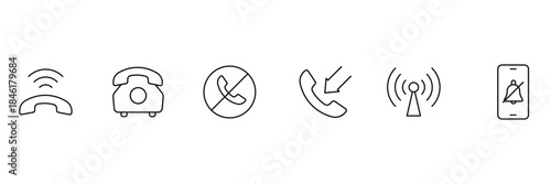 Phone line icon set. Contact icons set. Tele communication or communication symbol. Vector illustration.
