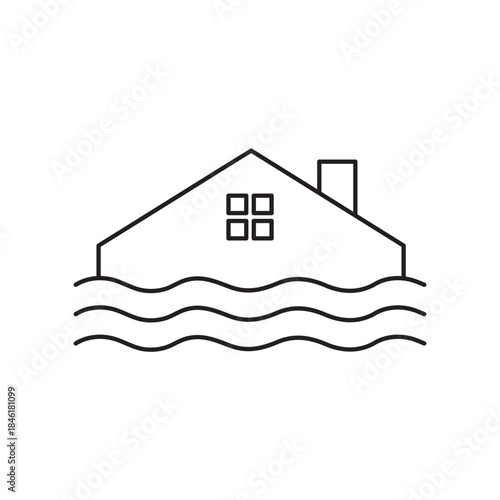 flooded house symbol icon vector element design template