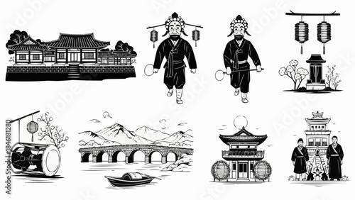 set of landmarks and monuments