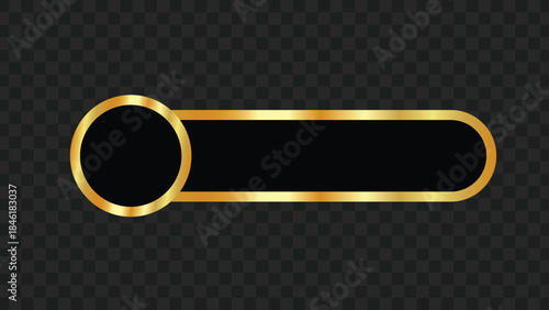 A sleek black and gold lower third graphic element with a circular and rectangular shape, ideal for video overlays.