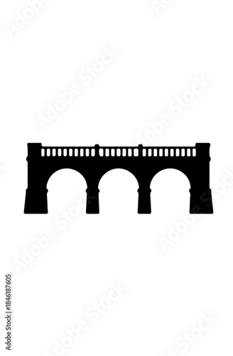 Black and White Bridge Vector – Minimalist Silhouette Infrastructure Design
