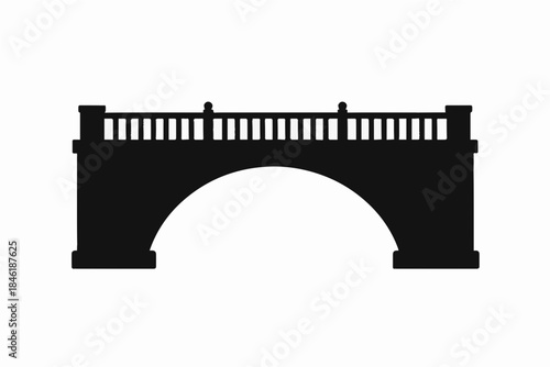 Black and White Bridge Vector – Minimalist Silhouette Infrastructure Design