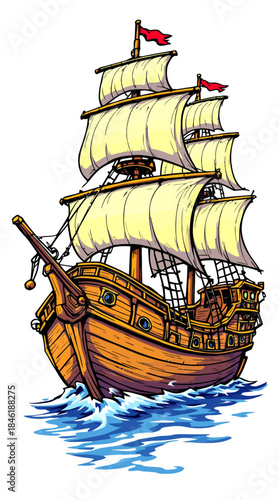 pirate ship in the sea illustration 