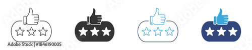 Positive Review Icon, Thumbs Up with Star Symbol, Approval, Recommendation and Satisfaction Concept, Vector Illustration