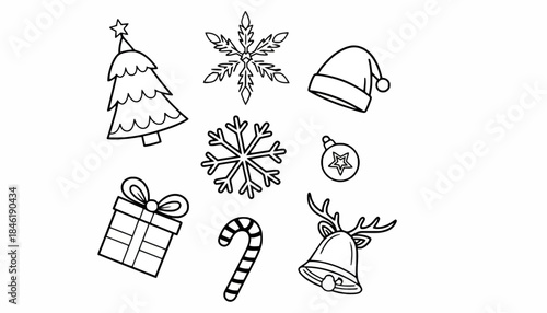 Festive Merry Christmas greeting card with gift box and star confetti on red background