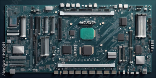 High-performance computer motherboard with advanced circuitry and processor socket