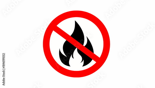 Prohibition of fire symbol, indicating no flames or open fire allowed in this area for safety purposes