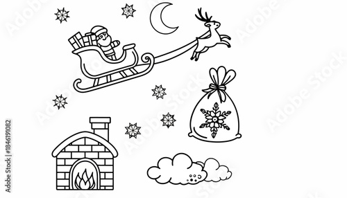Minimalist Outline Vector Art Collection of Nativity Scene Elements and Christmas Characters for Holiday Storytelling and Religious Education Projects