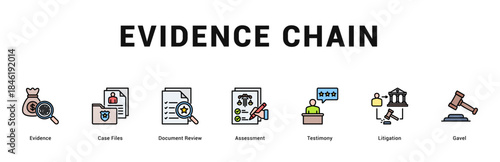 Evidence Chain Modern and clean web banner illustration featuring thematic icons for visual communication