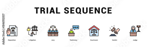 Trial Sequence Modern and clean web banner illustration featuring thematic icons for visual communication