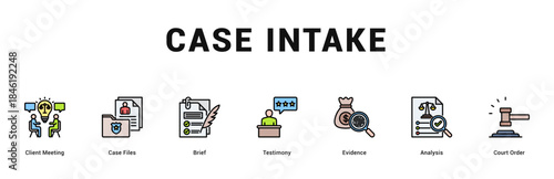 Case Intake Modern and clean web banner illustration featuring thematic icons for visual communication