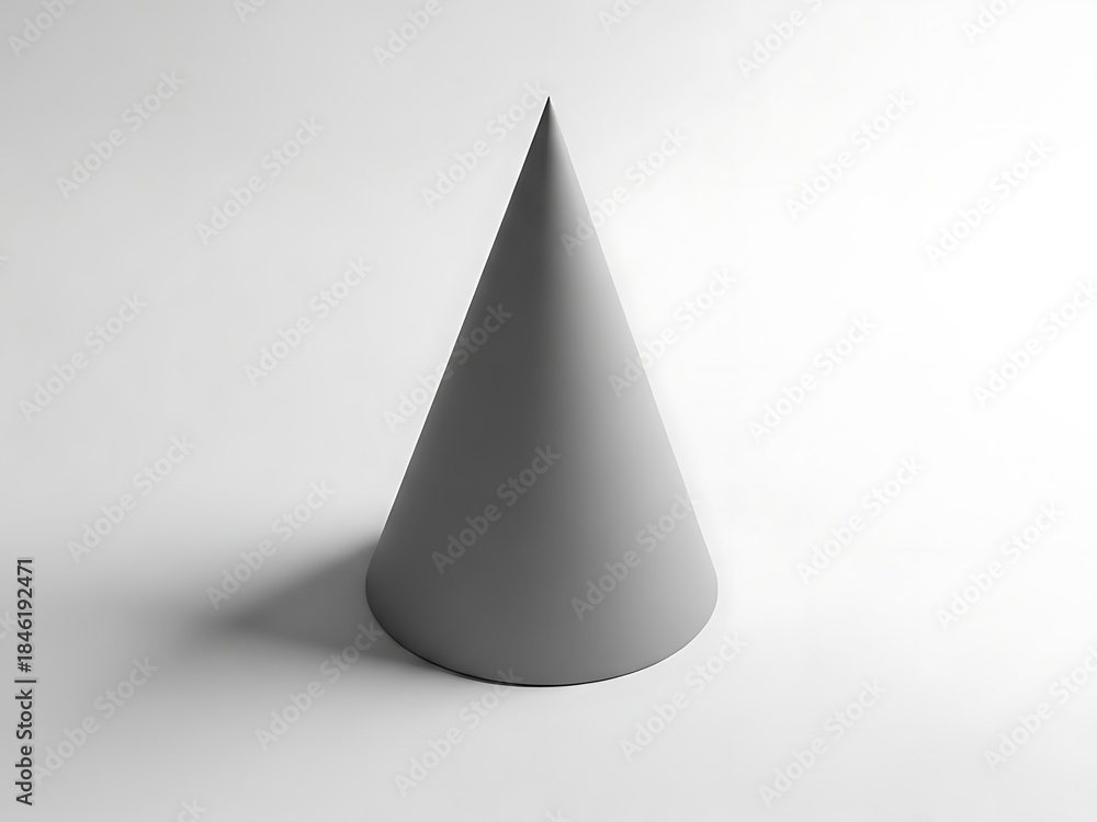 Fototapeta premium A gray cone on a white background casting a shadow