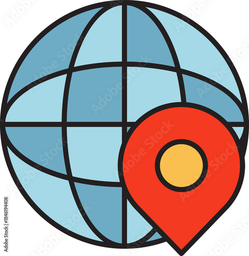 Globe and Location Pin Marker Icon
