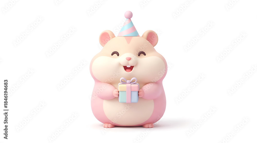 Obraz premium Cute Kawaii Hamster Character Isolated on White Background