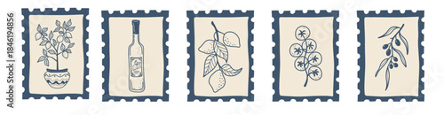 Classic Italian Food Postage Stamps