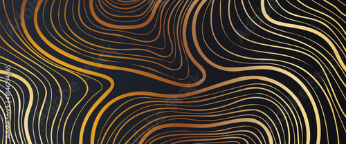 Dark Abstract Background with Golden Tree Rings