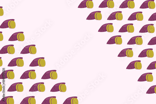 Yellow Purple Sweet Potato Seamless Pattern Background Vector Illustration For Fabric Print