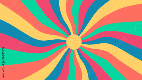 Neon Swirl Groovy Starburst