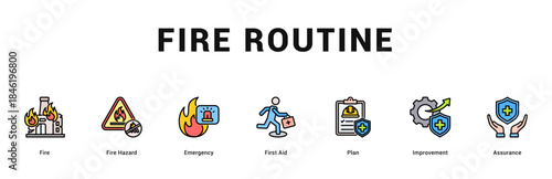 Fire Routine Modern and clean web banner illustration featuring thematic icons for visual communication