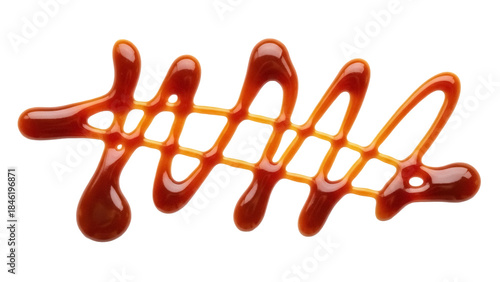 Photos Caramel sauce drizzle PNG isolated on transparent background, sweet topping for