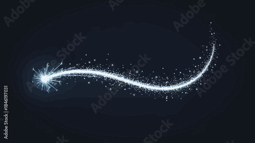 Sparkling light trail with glitter particles abstract glowing effect for fantasy and celebration bac