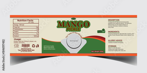 Mango Pickle Jar Label Design Template