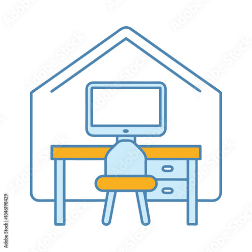 Home Office Workspace Flat Icon