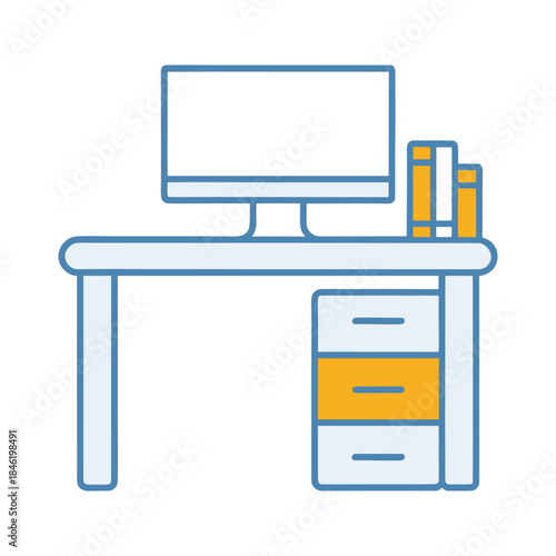 Minimal Office Desk Illustration Icon