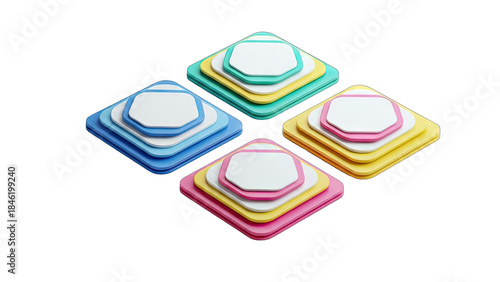 Colorful Stacked Shapes on White Background