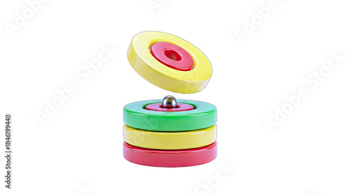 Colorful Stacking Rings Balancing - Isolated on White