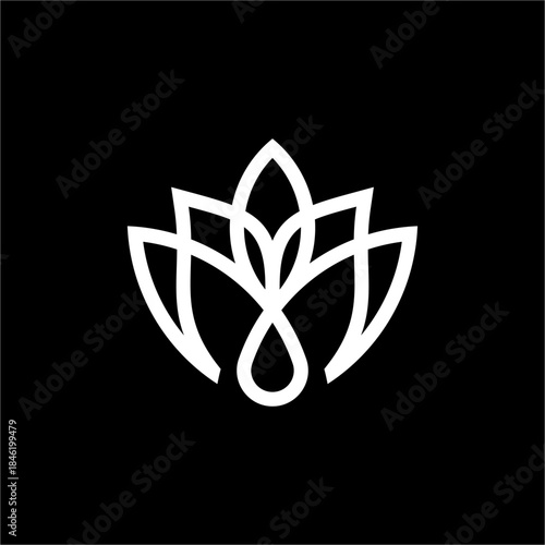 A modern, geometric Letter M forming an elegant lotus flower. This futuristic design is ideal for a luxury wellness brand or sophisticated spiritual retreat.