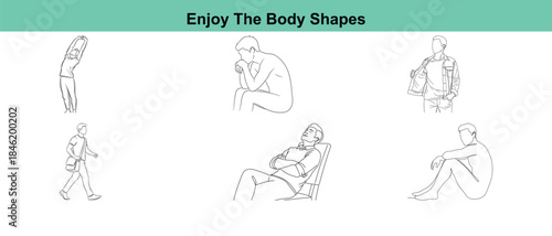 Black and white dotted line illustrations of people in various yoga poses