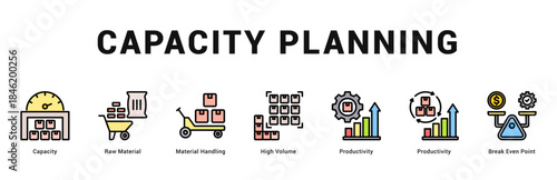 Capacity Planning Modern and clean web banner illustration featuring thematic icons for visual communication