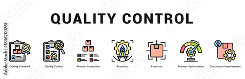 Quality Control Modern and clean web banner illustration featuring thematic icons for visual communication
