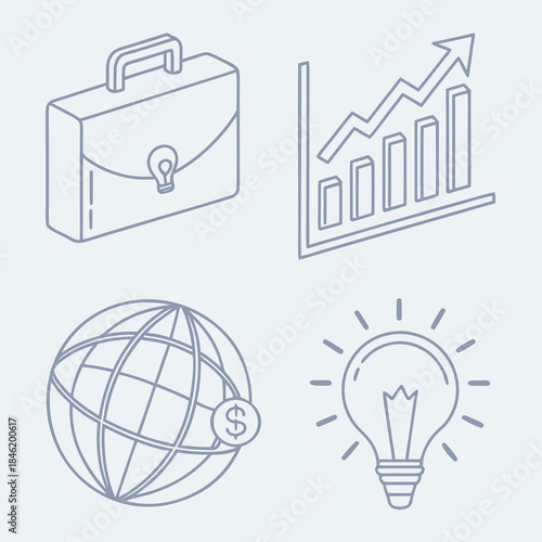 Hand drawn globe icon representing the world map and global travel concept