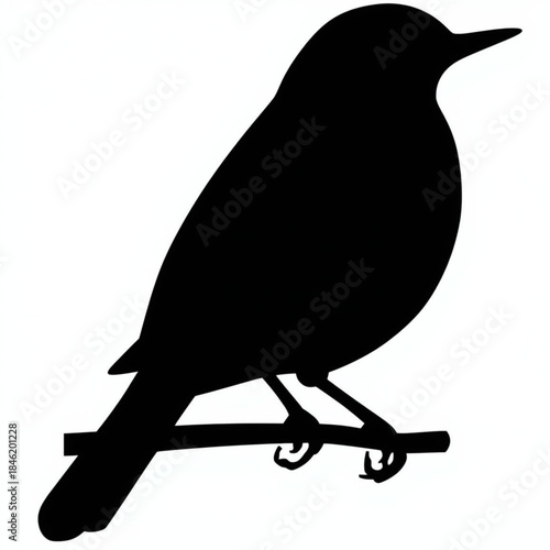 Silhouette of a small bird perched on a branch