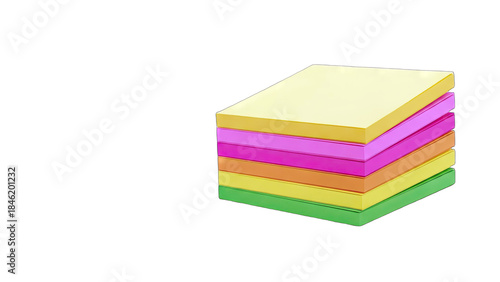 Colorful Sticky Notes Stack on White Background