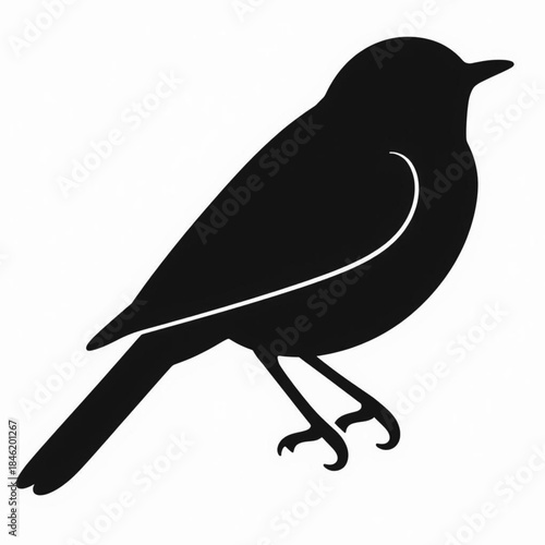 Black silhouette of a small perching bird on a