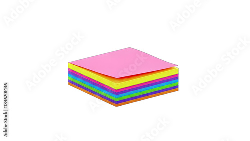 Colorful Sticky Notes Stack on White Background