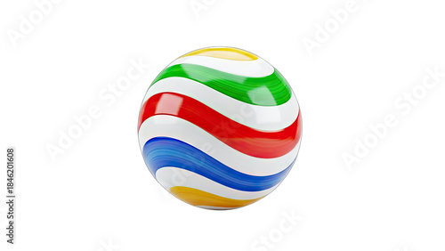 Colorful Striped Ball Isolated on White Background