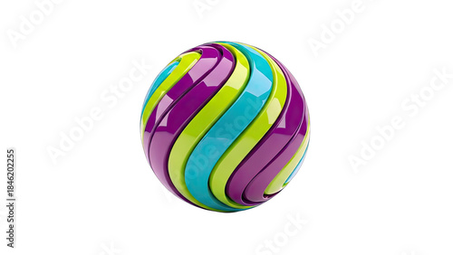 Colorful Swirl Ball on White Background