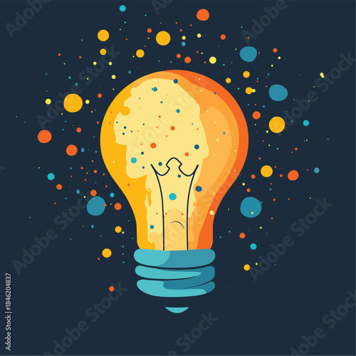 Thinking bright idea concept , vector style simple color
