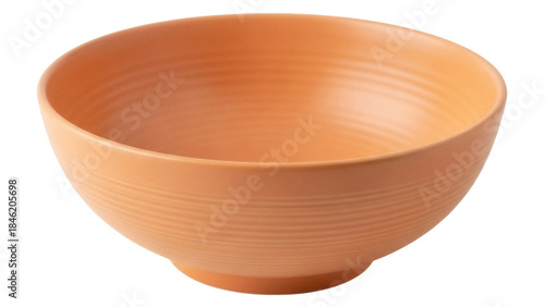Empty orange ceramic bowl isolated PNG, kitchenware for food presentation and serving on transparent background