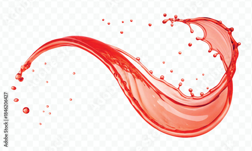 colorful juice or water splash in mid air cut and curve style isolated on transparent background