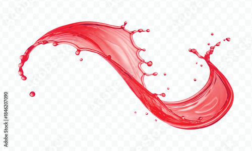 colorful juice or water splash in mid air cut and curve style isolated on transparent background
