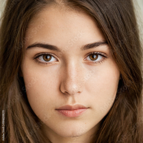 close up face of a young wo...