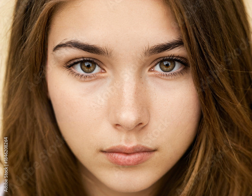 close up face of a young wo...